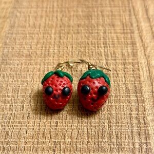 Handmade Clay Kawaii Strawberry Earrings
